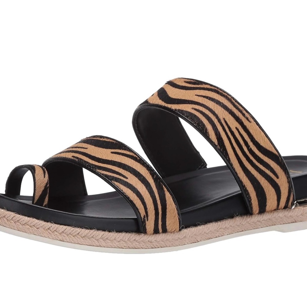 Franco Sarto Zebra Print Sandals - Black and Tan